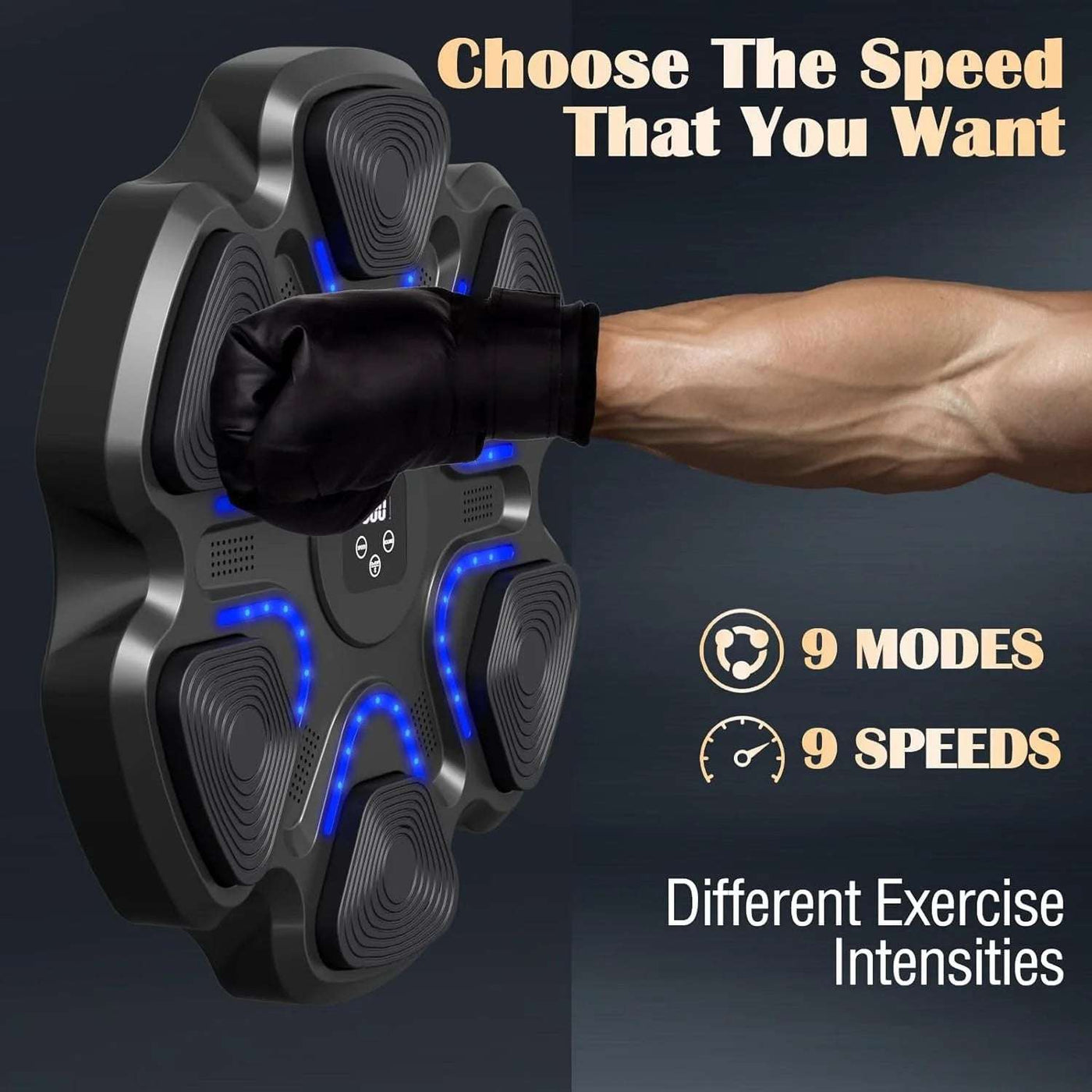 Smart Electronic Music Boxing Machine, Wall Mounted Boxing Training Punching Equipment, Smart Boxing Target Machine with Boxing Gloves for Home, Indoor and Gym Use, Black