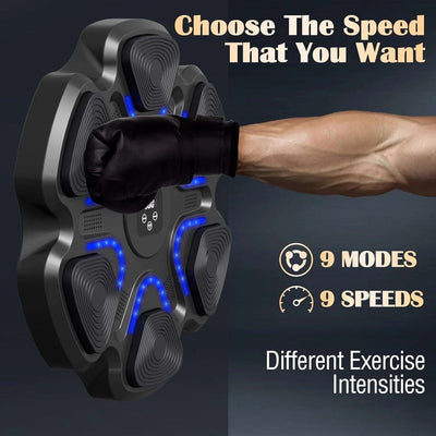Smart Electronic Music Boxing Machine, Wall Mounted Boxing Training Punching Equipment, Smart Boxing Target Machine with Boxing Gloves for Home, Indoor and Gym Use, Black