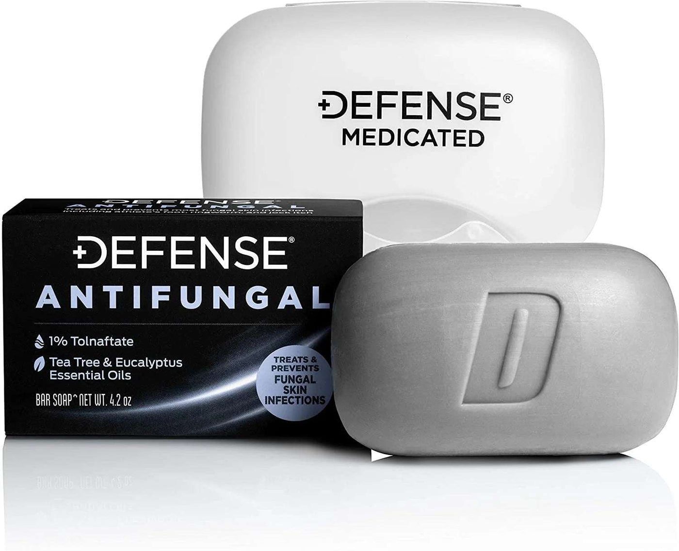 Defense Antifungal Bar Soap | Jock Itch, Ringworm, Athlete'S Foot, Skin Fungus | Medicated anti Fungal Treatment (One Bar with Snap-Tight Case)