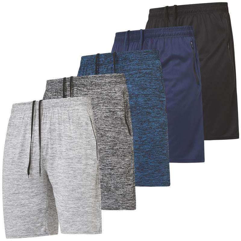 Ultra Performance Mens 5 Pack Athletic Running Shorts, Basketball Gym Workout Shorts for Men with Zippered Pockets
