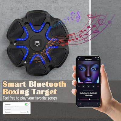 Smart Electronic Music Boxing Machine, Wall Mounted Boxing Training Punching Equipment, Smart Boxing Target Machine with Boxing Gloves for Home, Indoor and Gym Use, Black