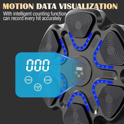 Smart Electronic Music Boxing Machine, Wall Mounted Boxing Training Punching Equipment, Smart Boxing Target Machine with Boxing Gloves for Home, Indoor and Gym Use, Black