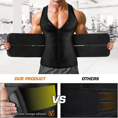 Sauna Vest, Double Belt Sauna Vest Waist Trainer, Men Body Shaping Waist Trainer Gym Fitness Breathable Sweat Abdominal Shaping Tank Top Compression Garment Work Out Exercise