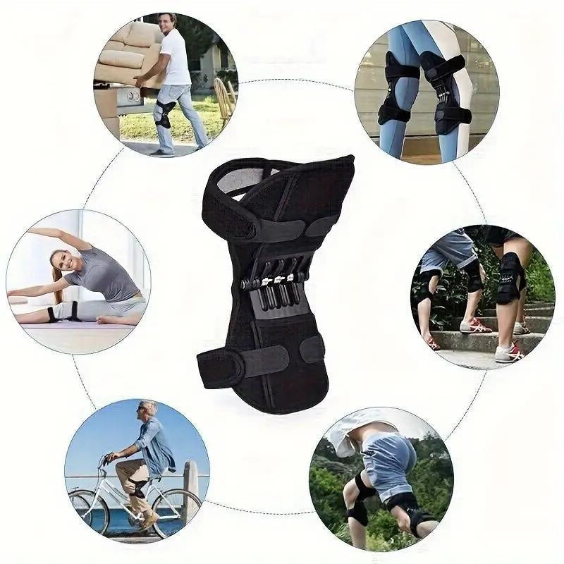 Knee Support Brace with 4 Springs, Knee Brace for Men & Women, Leg Protector, Universal Sports Knee Pads for Running Jogging Cycling