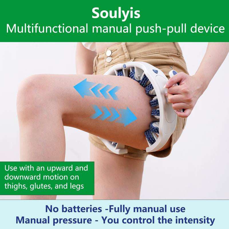 Soulyis Cellulite Manual Push-Pull Roller - Thigh, Calf, Waist Push-Pull Tool - Deep Tissue Pain Relief, Body Sculpting, Anti-Inflammation and Fast Recovery, Pilates Equipment
