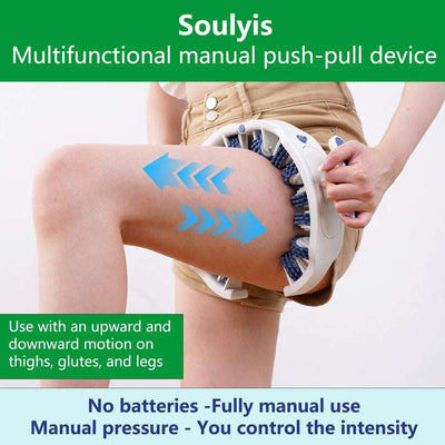 Soulyis Cellulite Manual Push-Pull Roller - Thigh, Calf, Waist Push-Pull Tool - Deep Tissue Pain Relief, Body Sculpting, Anti-Inflammation and Fast Recovery, Pilates Equipment