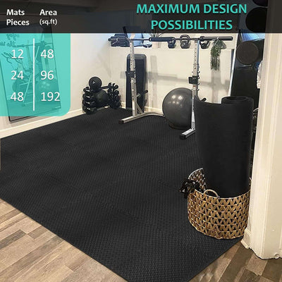 Puzzle Exercise Mat with 12/24/48 Tiles Interlocking Foam Gym Mats, 24'' X 24'' EVA Foam Floor Tiles, Protective Flooring Mats for Gym Equipment