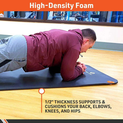 Bodysport Personal Exercise Mat for Men and Women – Perfect for Gyms and Fitness Training – 1 In. Thick, 56 In. Long, Black