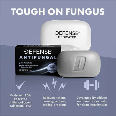 Defense Antifungal Bar Soap | Jock Itch, Ringworm, Athlete'S Foot, Skin Fungus | Medicated anti Fungal Treatment (One Bar with Snap-Tight Case)