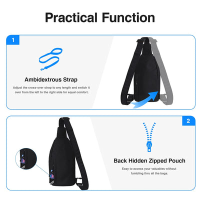 Anti-Theft Sling Crossbody Bag Sling Bag Travel Hiking Men Women-Black