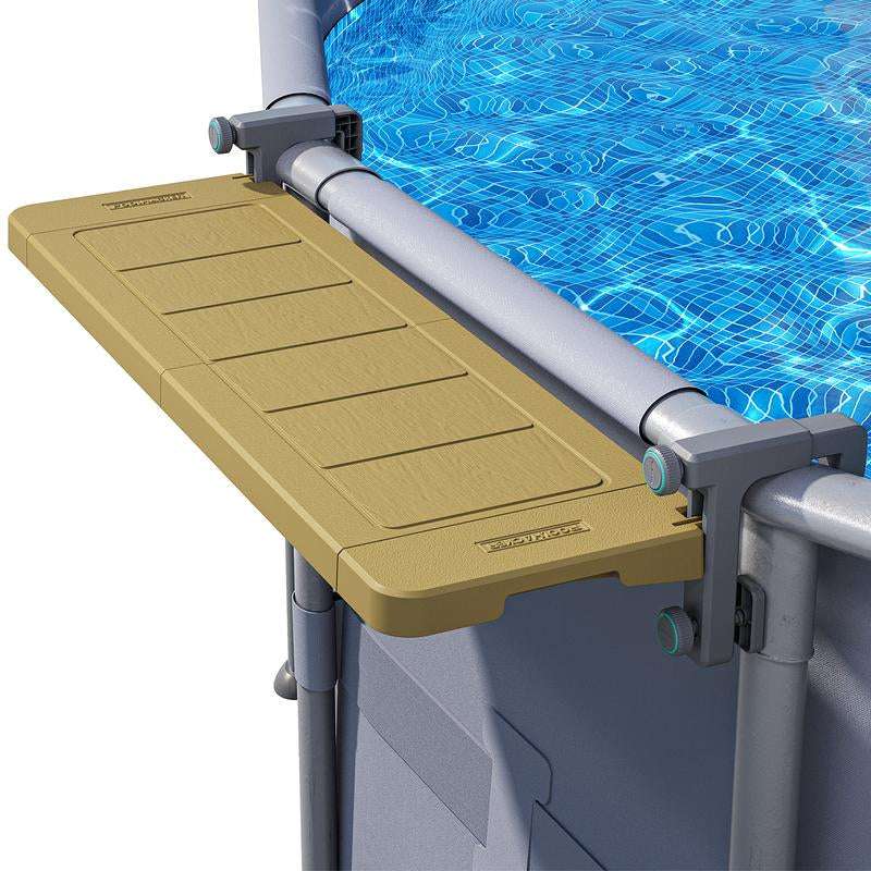 Poolside Bar, Swim up Bar Exclusively for Above-Ground【Round & Oval 】 Pools. Patio Poolside Table Smart Fold Easy Maintenance, Weather Resistant Stable Tabletop