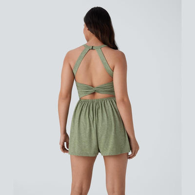 Halara Backless Twisted Side Pocket 2-In-1 Resort Romper-Easy Peezy Edition #Outdoorfun