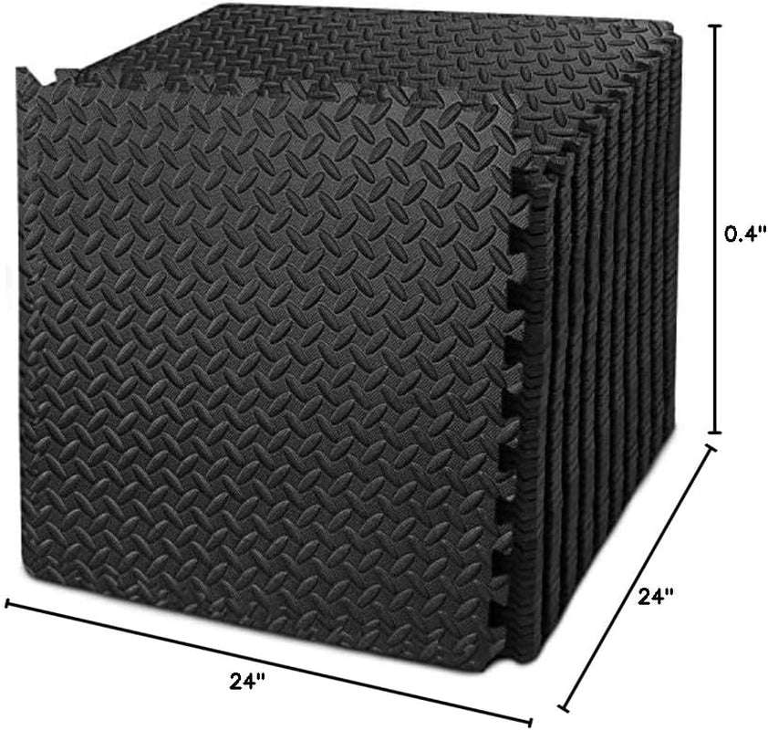 Puzzle Exercise Mat with 12/24/48 Tiles Interlocking Foam Gym Mats, 24'' X 24'' EVA Foam Floor Tiles, Protective Flooring Mats for Gym Equipment