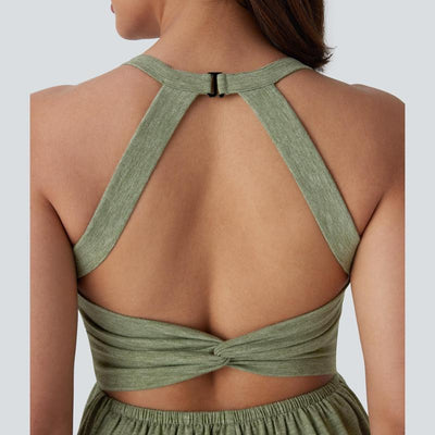 Halara Backless Twisted Side Pocket 2-In-1 Resort Romper-Easy Peezy Edition #Outdoorfun