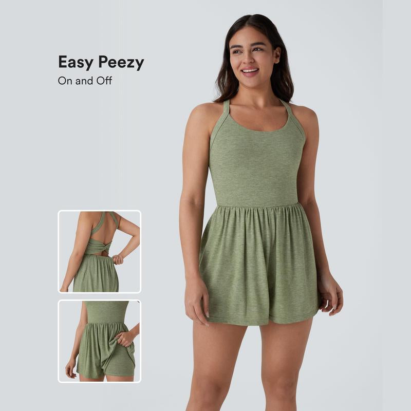 Halara Backless Twisted Side Pocket 2-In-1 Resort Romper-Easy Peezy Edition #Outdoorfun