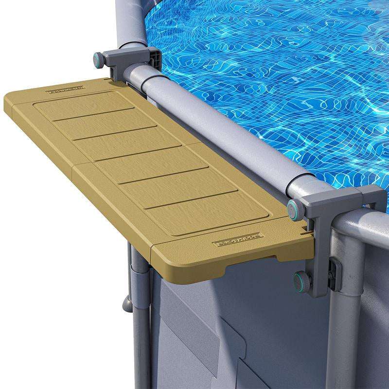 Poolside Bar, Swim up Bar Exclusively for Above-Ground【Round & Oval 】 Pools. Patio Poolside Table Smart Fold Easy Maintenance, Weather Resistant Stable Tabletop