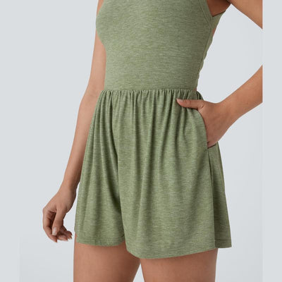 Halara Backless Twisted Side Pocket 2-In-1 Resort Romper-Easy Peezy Edition #Outdoorfun