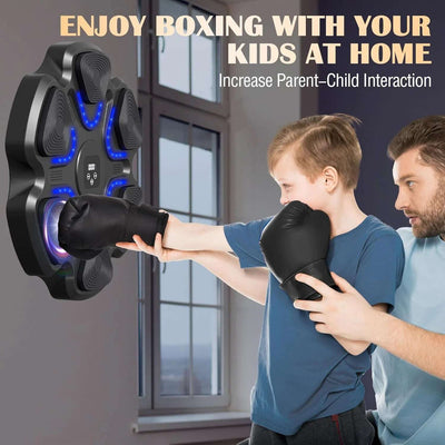 Smart Electronic Music Boxing Machine, Wall Mounted Boxing Training Punching Equipment, Smart Boxing Target Machine with Boxing Gloves for Home, Indoor and Gym Use, Black