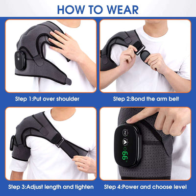 Electric Heating Shoulder Massager Vibration Massage Shoulder Brace Support Belt Rechargeable Warmer Knee Relief 3 Gear Belt Pad