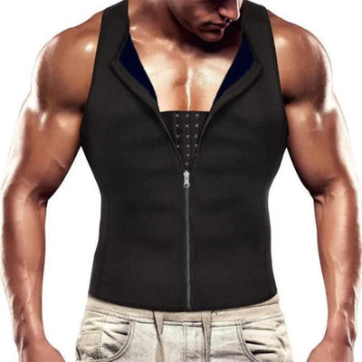 Sauna Vest, Double Belt Sauna Vest Waist Trainer, Men Body Shaping Waist Trainer Gym Fitness Breathable Sweat Abdominal Shaping Tank Top Compression Garment Work Out Exercise