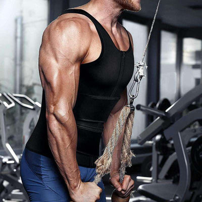 Sauna Vest, Double Belt Sauna Vest Waist Trainer, Men Body Shaping Waist Trainer Gym Fitness Breathable Sweat Abdominal Shaping Tank Top Compression Garment Work Out Exercise
